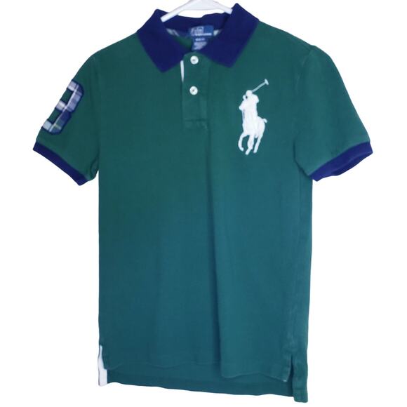 POLO RALPH LAUREN Youth Boy's Size M(10-12) BIG PONY ~ #3 S/S POLO Shirt Green - Picture 1 of 13